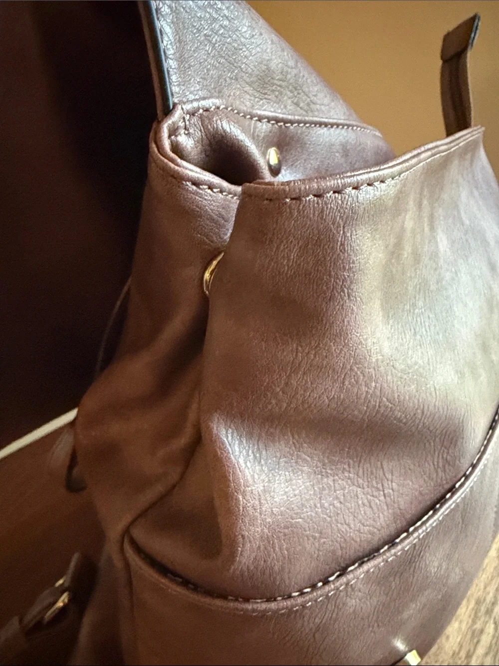 Women’s Dusty Rose Mauve Faux Leather convertible backpack- Stylish Everyday Bag